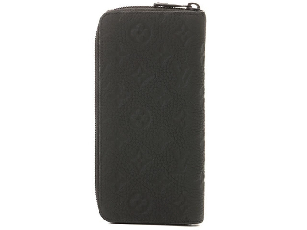 LOUIS VUITTON Wallet Zippy Vertical Taurillon Leather Black